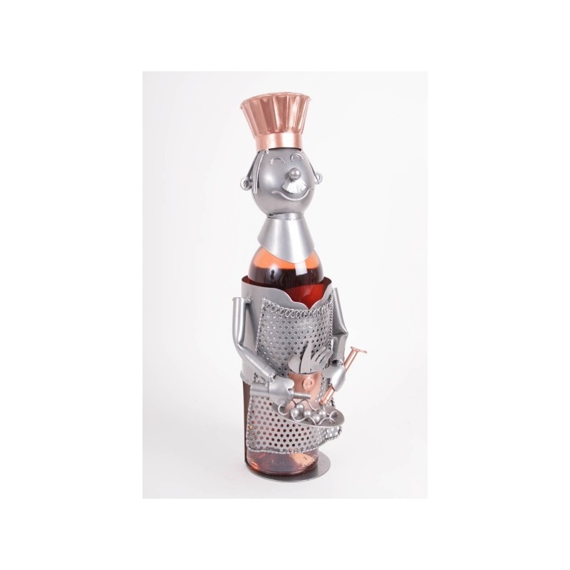 Porte bouteille métal décor cuisinier - Accessoire du vin