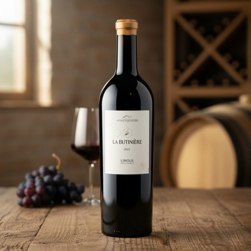 Bouteille la Butinière fût de chêne Vin rouge  Anne de Joyeuse