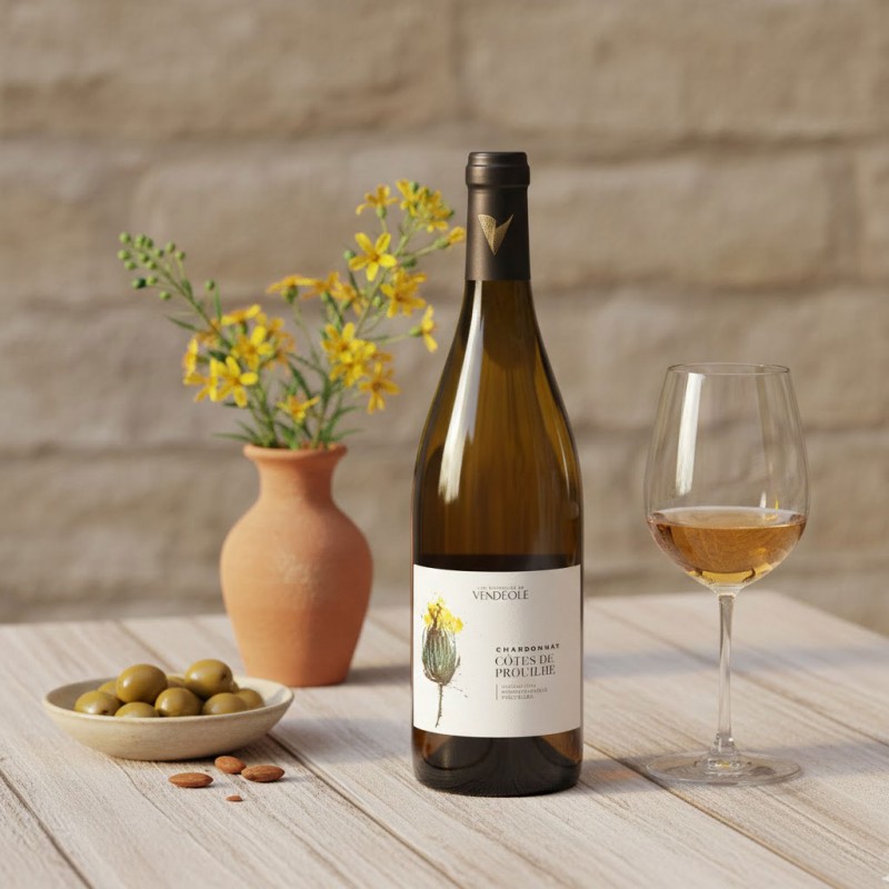 Bouteille de vin Chardonnay côte de Prouilhe Cave Vendéole.