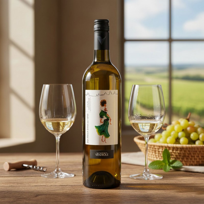 Bouteille de vin Des filles dans le vent Sauvignon - Cave Vendéole.